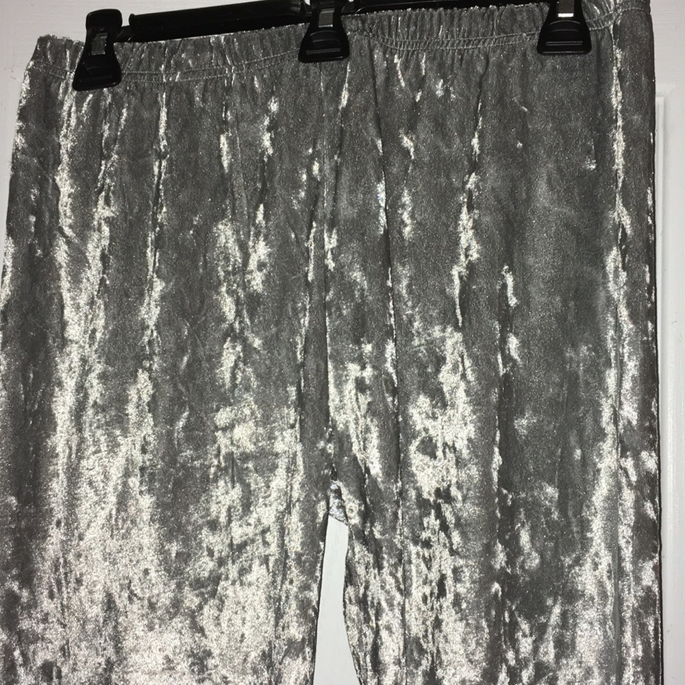 Verty crushed silver velveteen leggings